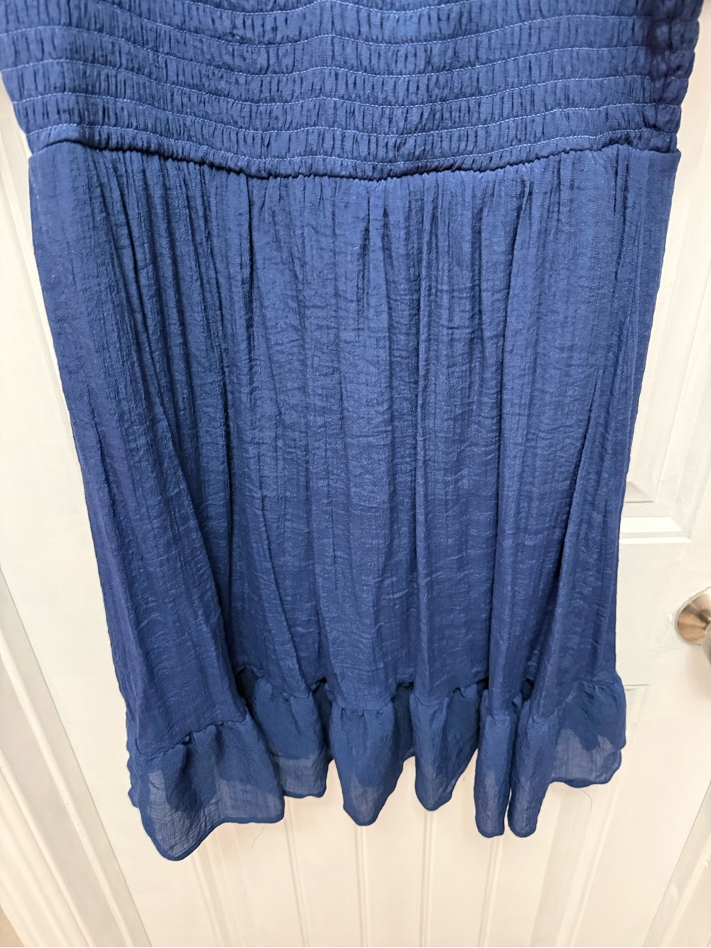 AUW Navy Blue Smocked Mini Dress - Picture 3 of 14